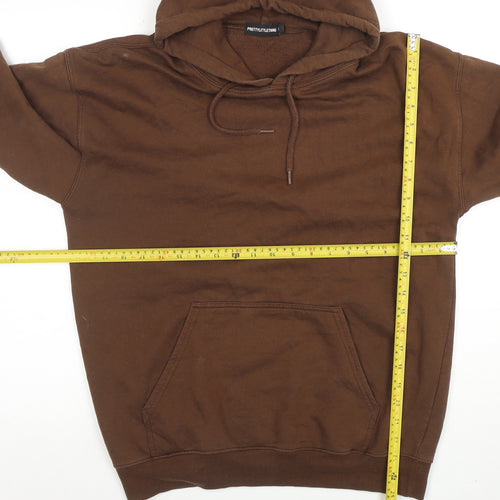 PrettyLittleThing Women Brown Pullover Hoodie Medium Graphic Cotton Blend