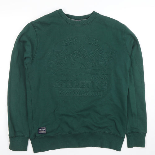 Drift King Men's Green Crew Neck Pullover Sweatshirt M Regular Fit
