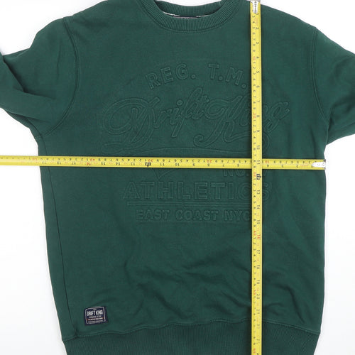 Drift King Men's Green Crew Neck Pullover Sweatshirt M Regular Fit