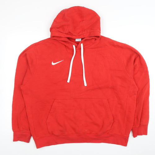 Nike Men’s Red Pullover Hoodie Size L Regular Fit Fleece Sweatshirt