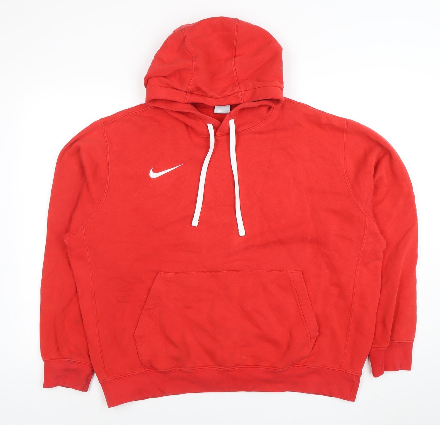 Nike Men’s Red Pullover Hoodie Size L Regular Fit Fleece Sweatshirt