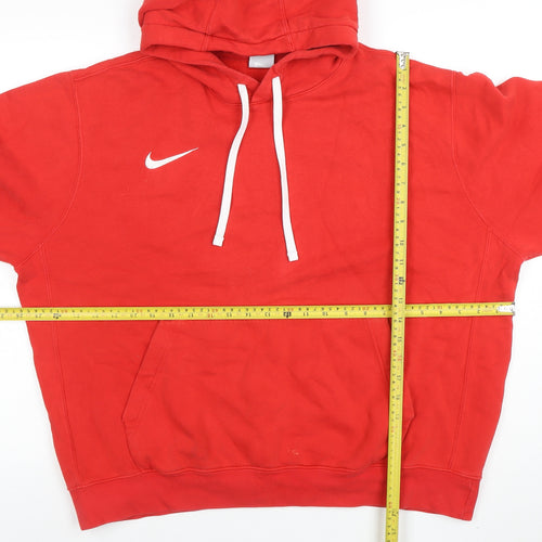 Nike Men’s Red Pullover Hoodie Size L Regular Fit Fleece Sweatshirt