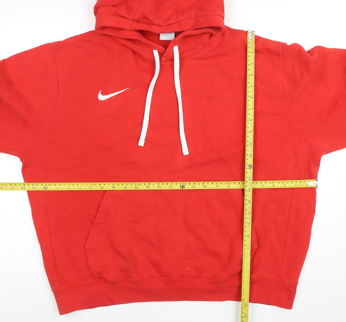 Nike Men’s Red Pullover Hoodie Size L Regular Fit Fleece Sweatshirt