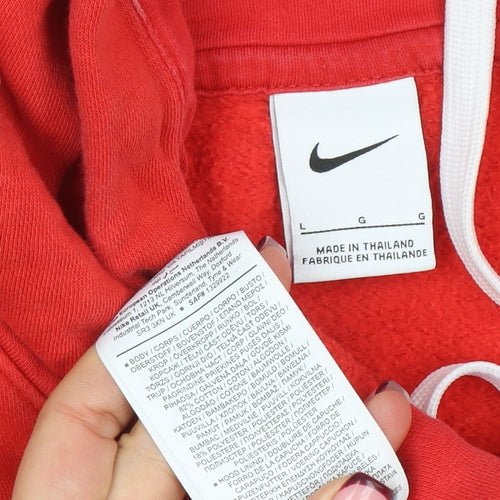 Nike Men’s Red Pullover Hoodie Size L Regular Fit Fleece Sweatshirt