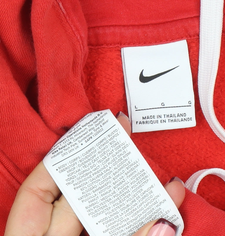Nike Men’s Red Pullover Hoodie Size L Regular Fit Fleece Sweatshirt