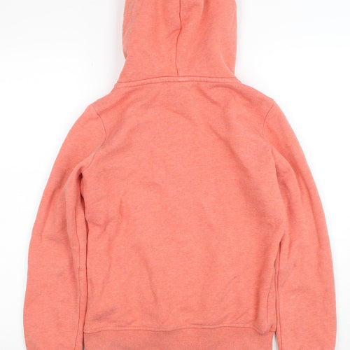 Superdry Women Coral Full Zip Hoodie Size 6 Cotton Blend Casual