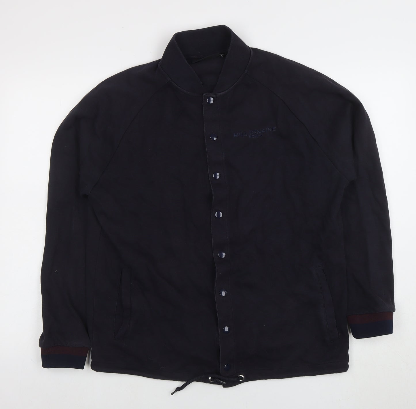 Millionaire Homme Men's Black L Collared Button Sweatshirt