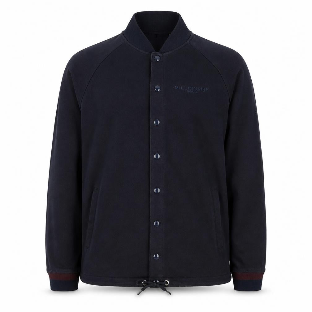 Front view of Millionaire Homme Men's Black L Collared Button Sweatshirt