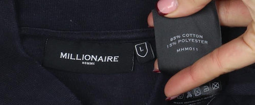 Millionaire Homme Men's Black L Collared Button Sweatshirt