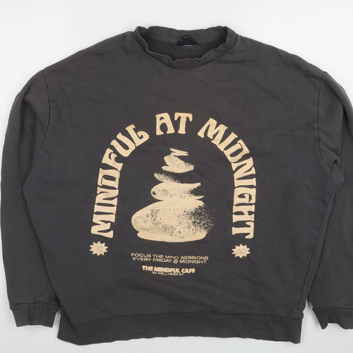 ASOS Design Womens Black Mindful at Midnight Graphic Pullover Sweatshirt M