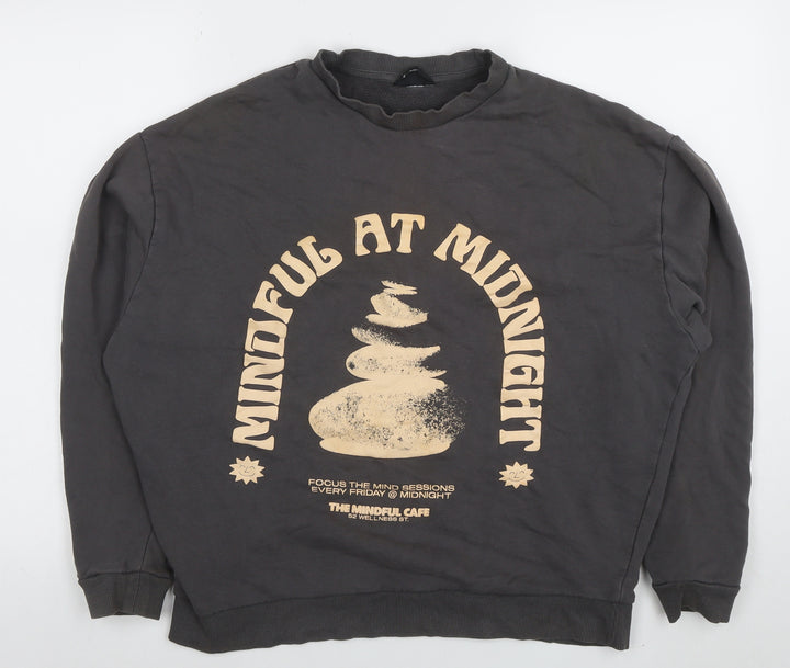 ASOS Design Womens Black Mindful at Midnight Graphic Pullover Sweatshirt M
