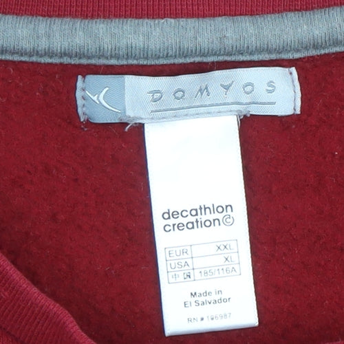 Domyos Men’s Red 2XL Pullover Sweatshirt Crew Neck Fleece