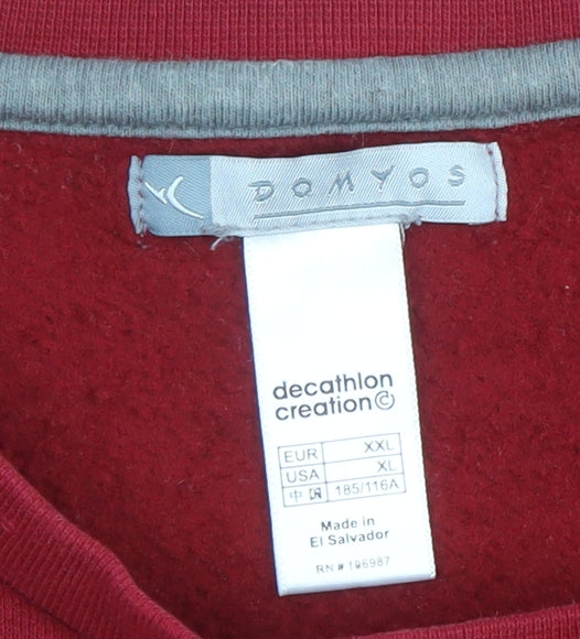 Domyos Men’s Red 2XL Pullover Sweatshirt Crew Neck Fleece