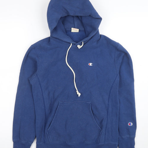 Champion Men Blue Small Pullover Hoodie Reverse Weave