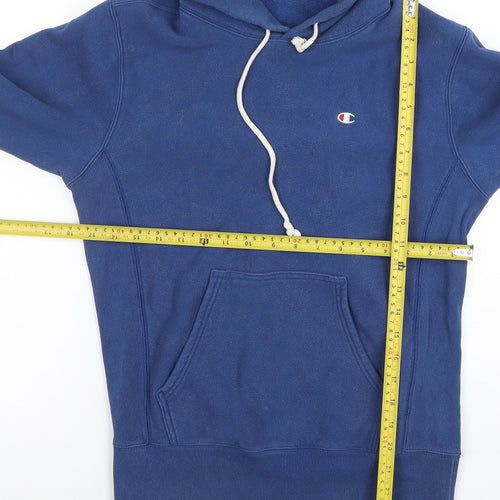 Champion Men Blue Small Pullover Hoodie Reverse Weave
