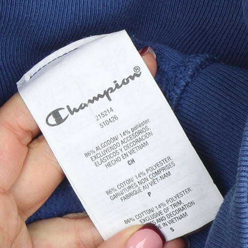 Champion Men Blue Small Pullover Hoodie Reverse Weave