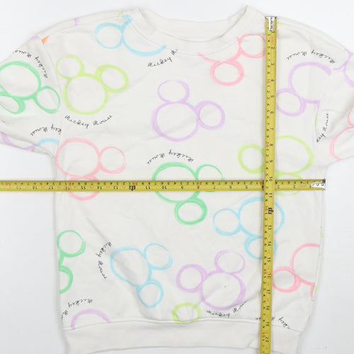 Disney Girls White Mickey Mouse Print Pullover Sweatshirt 10-11 Years