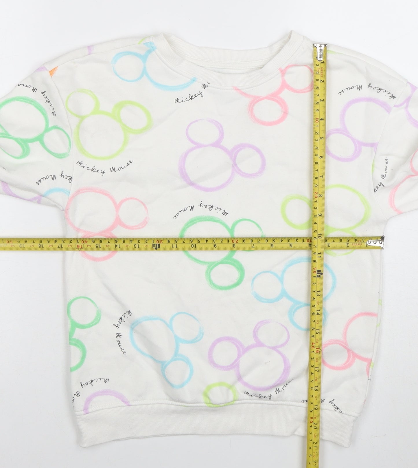 Disney Girls White Mickey Mouse Print Pullover Sweatshirt 10-11 Years