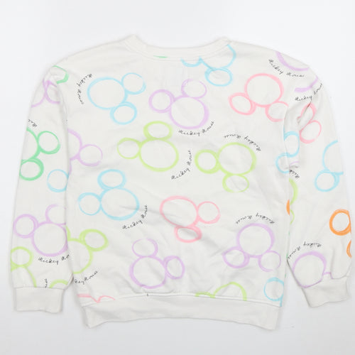 Disney Girls White Mickey Mouse Print Pullover Sweatshirt 10-11 Years