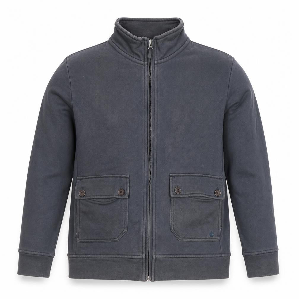 Front view of St George By Duffer Men’s Grey Full Zip Sweatshirt Medium
