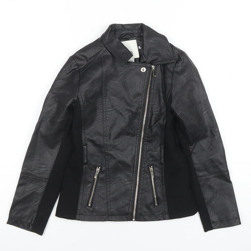 River Island Girls Black Faux Leather Biker Jacket 7-8 Years