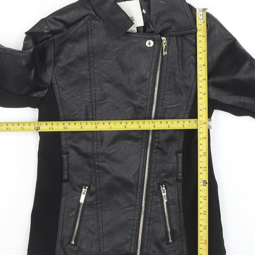 River Island Girls Black Faux Leather Biker Jacket 7-8 Years