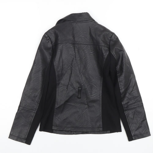 River Island Girls Black Faux Leather Biker Jacket 7-8 Years