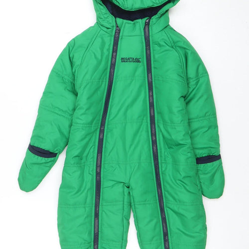 Regatta Unisex Baby Green Snowsuit 6-12 Months Hooded Winter Puffer