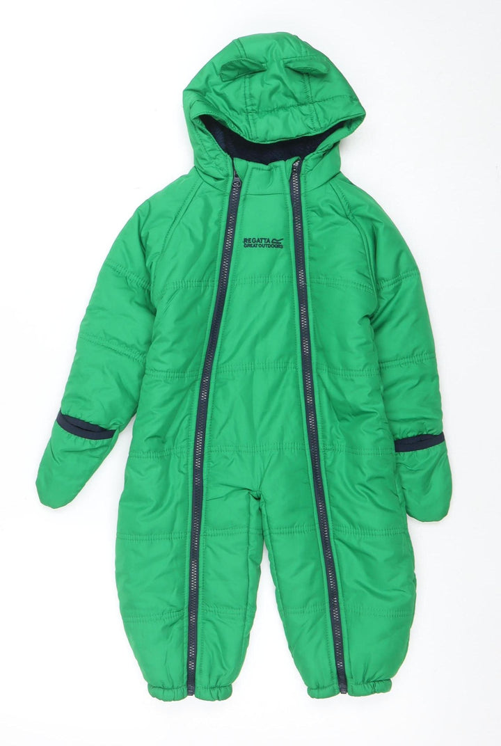 Regatta Unisex Baby Green Snowsuit 6-12 Months Hooded Winter Puffer