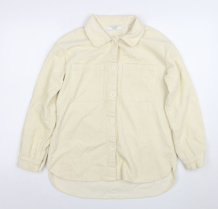 Primark Girls Ivory Corduroy Shirt Jacket 11-12 Years Button Front