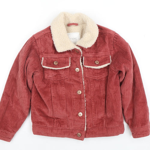 Next Girls Red Corduroy Sherpa Lined Jacket 8 Years Winter Casual Coat