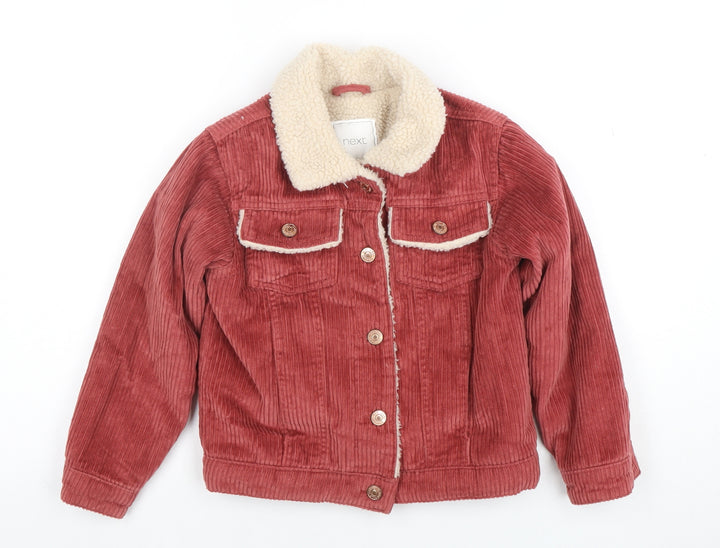 Next Girls Red Corduroy Sherpa Lined Jacket 8 Years Winter Casual Coat