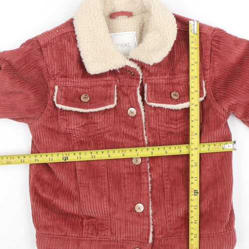 Next Girls Red Corduroy Sherpa Lined Jacket 8 Years Winter Casual Coat