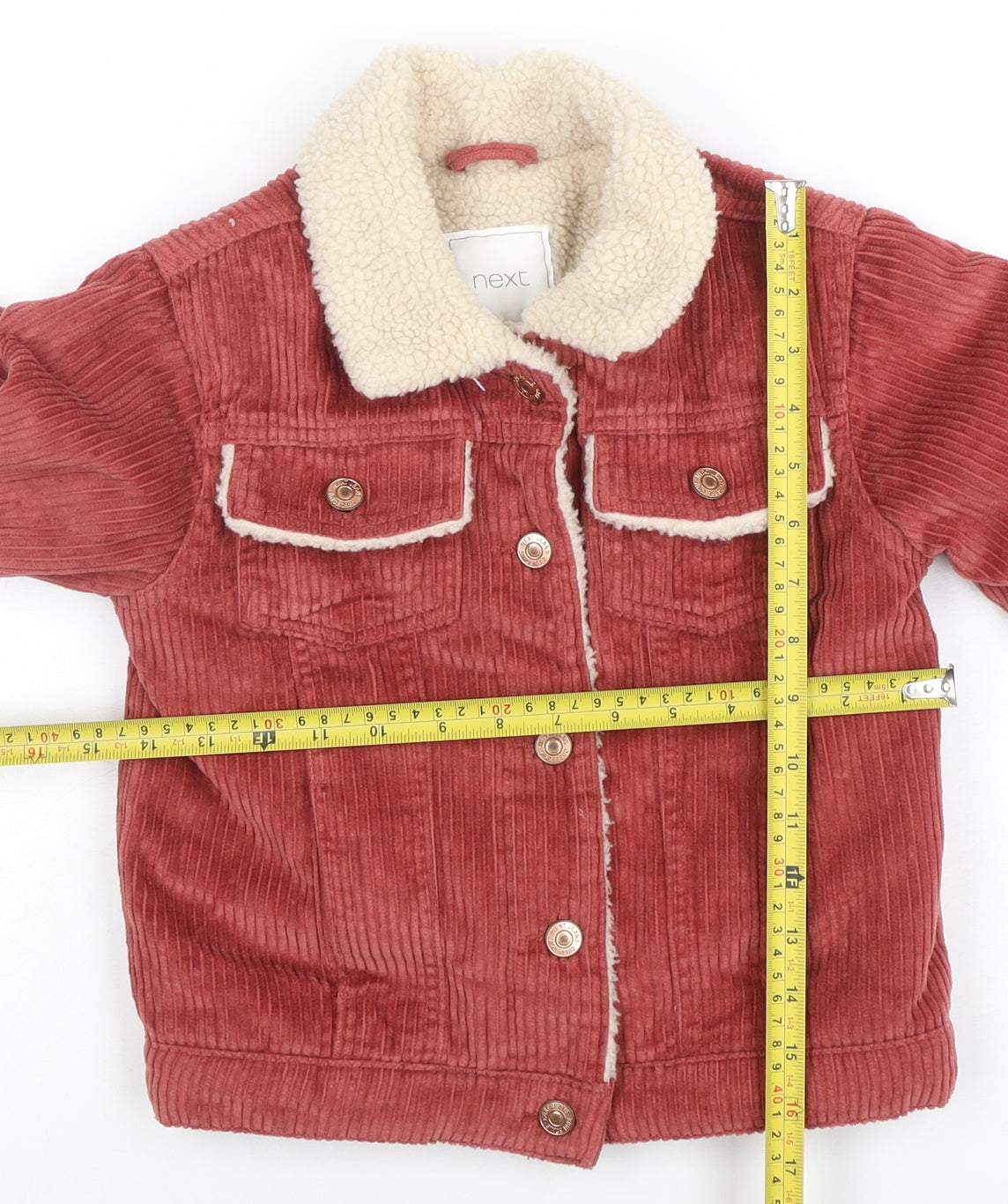 Next Girls Red Corduroy Sherpa Lined Jacket 8 Years Winter Casual Coat
