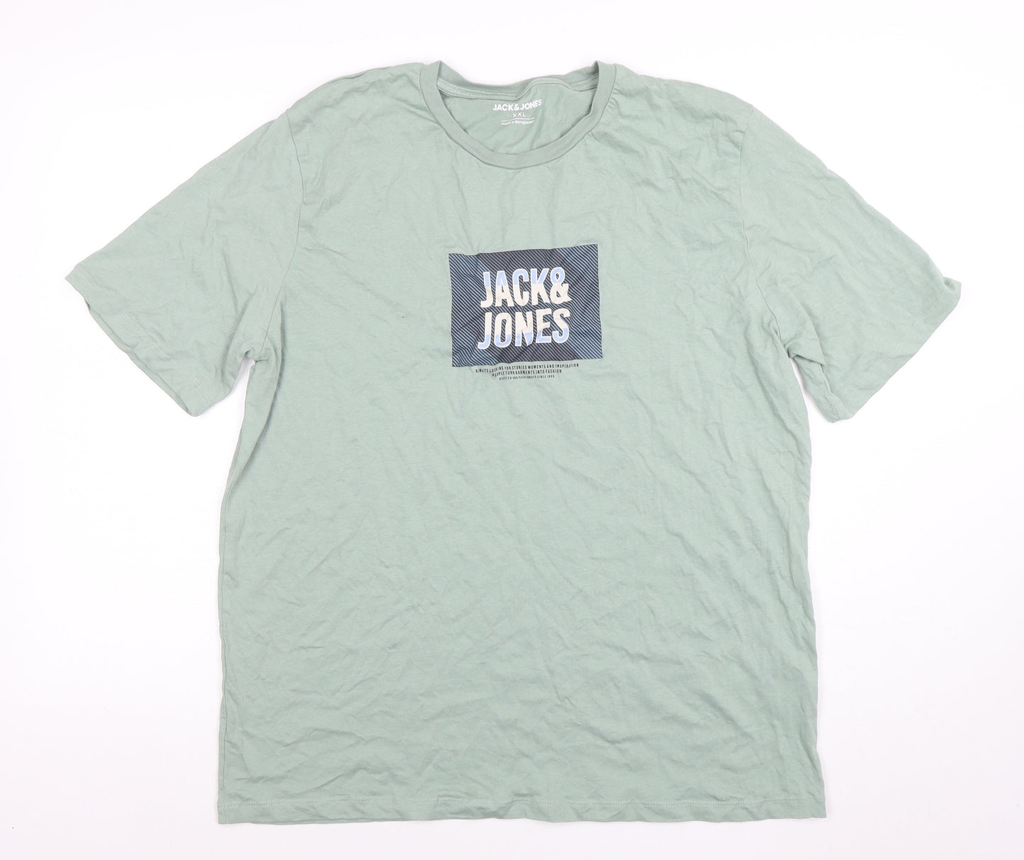 Jack & Jones Mens Green 2XL Graphic Logo Cotton T-Shirt