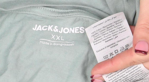 Jack & Jones Mens Green 2XL Graphic Logo Cotton T-Shirt
