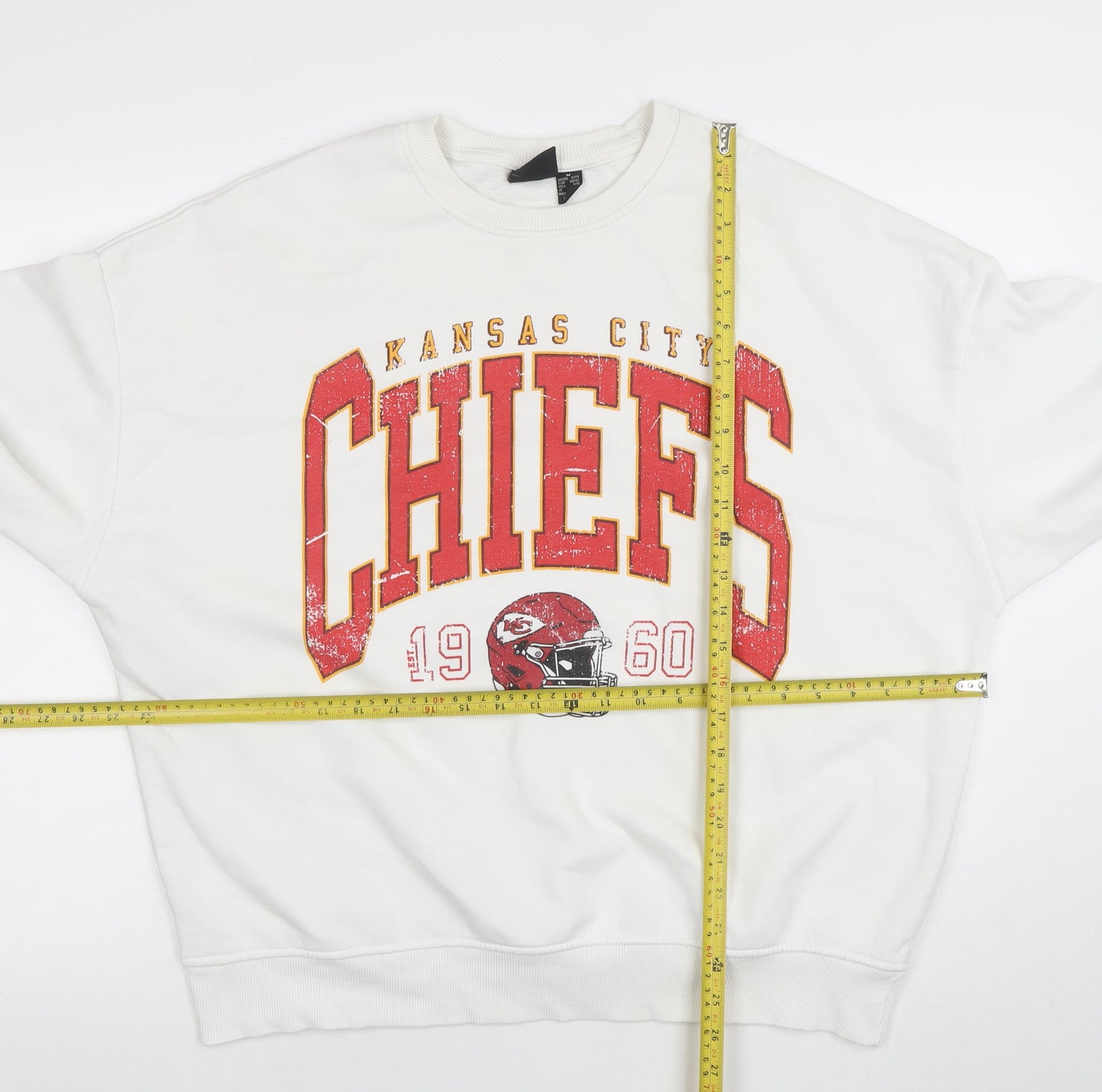 Primark NFL Kansas City Chiefs White Sweatshirt Women M Cotton Blend