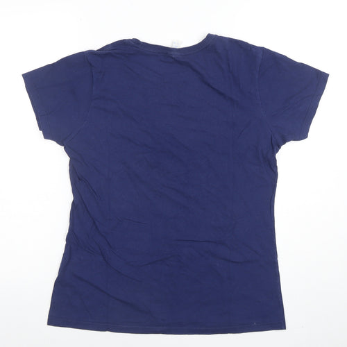 Port & Company Women's Blue Cat Graphic Short Sleeve Cotton T-Shirt M