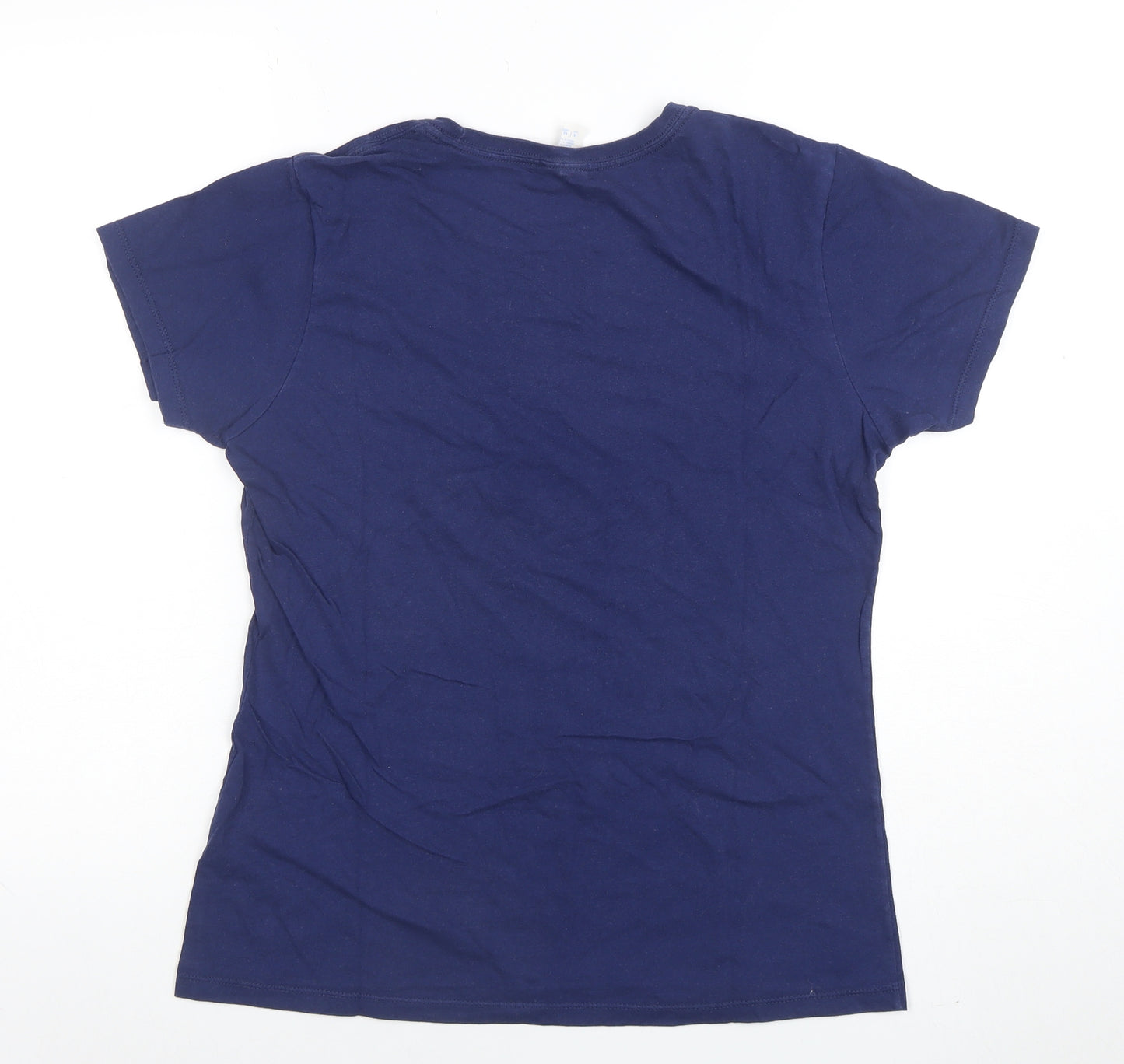 Port & Company Women's Blue Cat Graphic Short Sleeve Cotton T-Shirt M
