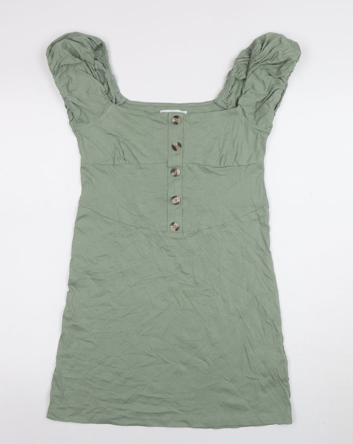 ASOS Women’s Green Short Sleeve Button Mini Dress UK 12