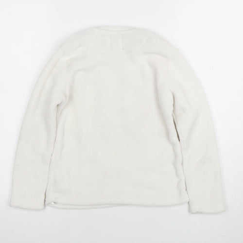 Disney Girls White Mickey Mouse Fleece Pullover Sweatshirt 8-9 Years