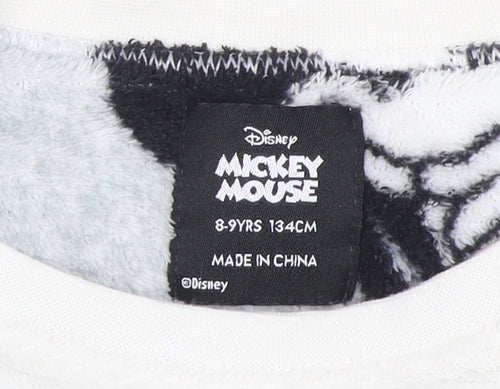 Disney Girls White Mickey Mouse Fleece Pullover Sweatshirt 8-9 Years