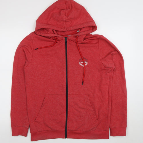 Jack & Jones Mens Red Full Zip Hoodie Size M Regular Fit