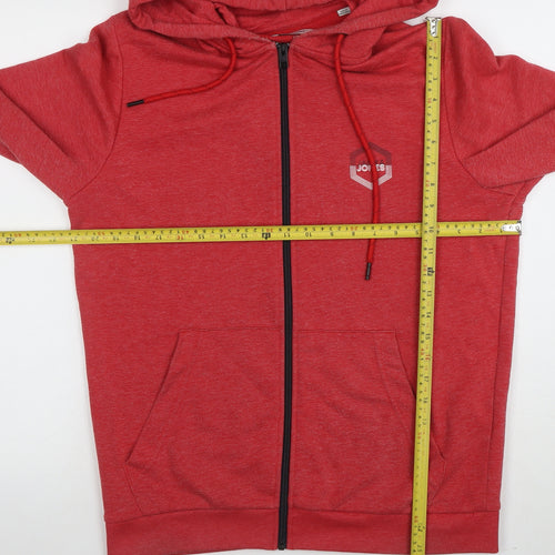 Jack & Jones Mens Red Full Zip Hoodie Size M Regular Fit