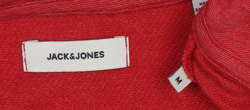 Jack & Jones Mens Red Full Zip Hoodie Size M Regular Fit