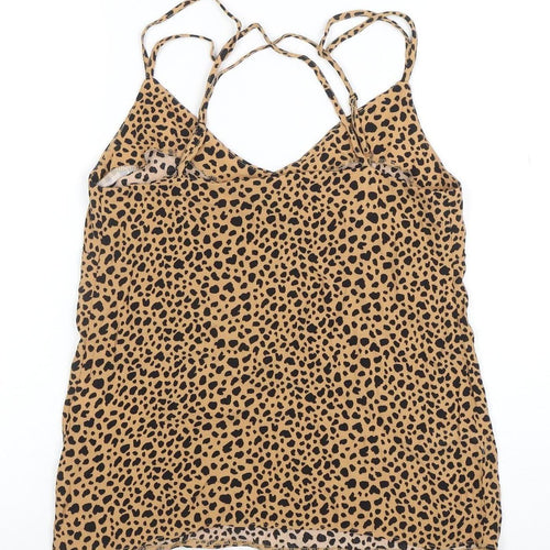 Warehouse Womens Brown Animal Print V-Neck Camisole Top Size 8