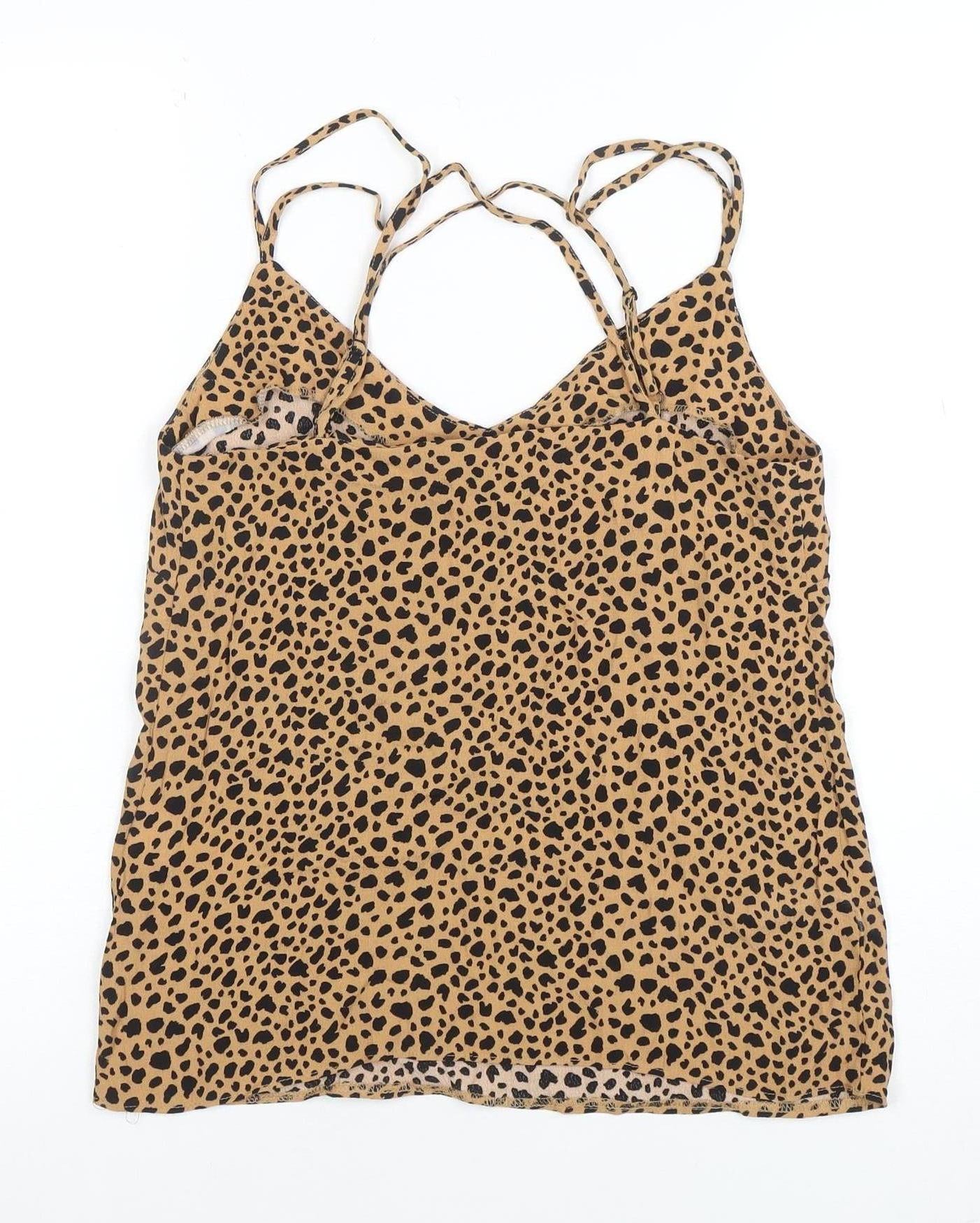 Warehouse Womens Brown Animal Print V-Neck Camisole Top Size 8