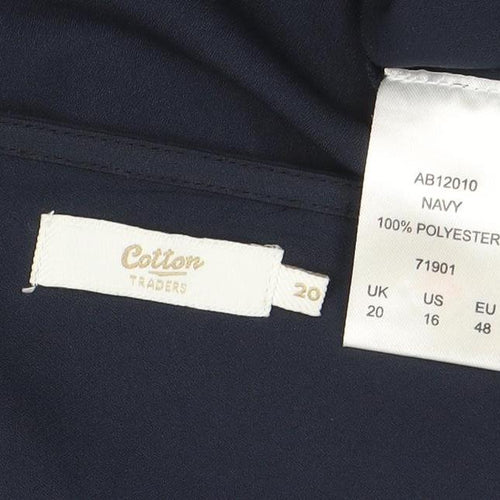 Colson Traders Womens Navy Blue Embroidered Short Sleeve Blouse Size 20