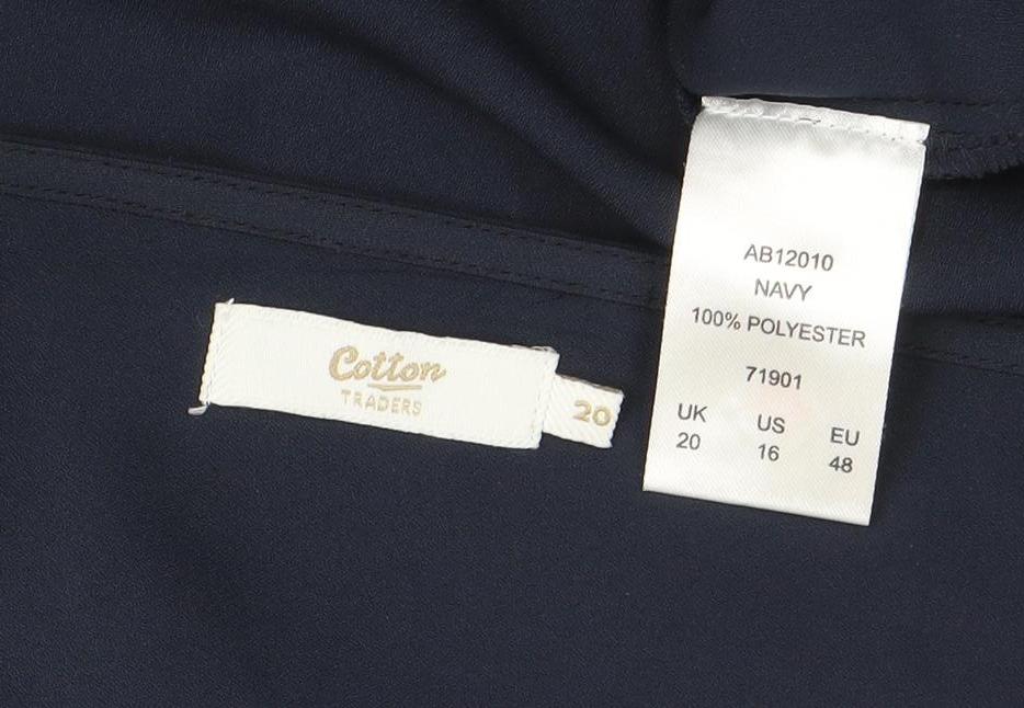 Colson Traders Womens Navy Blue Embroidered Short Sleeve Blouse Size 20