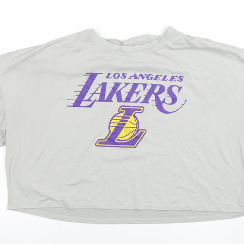 Primark NBA Lakers Grey Cropped T-Shirt Women L Relaxed Fit
